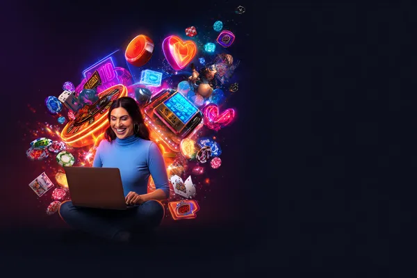 Vòng roulette phát sáng với chip đổ xuống, tượng trưng cho các trò chơi live và instant win trên F8BEF2.